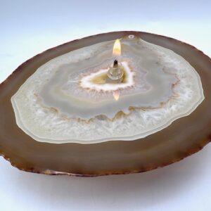 Natural Brown Agate Oil Candle. Unique Rock Oil Lamp Made From Natural Stone. Includes Oil Starter Pack.