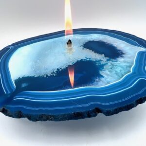 Teal Agate Oil Lamp Candle. Includes Oil Starter Pack.