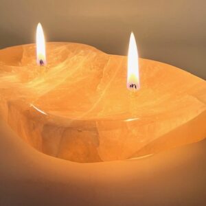 Thick Rose Quartz 2 Wick Oil Candle Lamp. Includes Starter Oil Packs