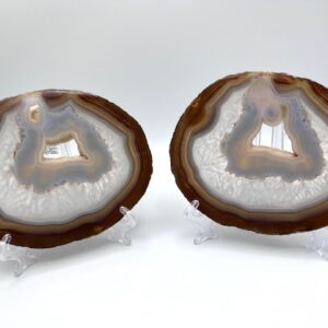 Set of 2 Natural Brazilian Agates with stands