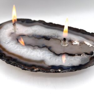 Natural Agate 2 Wick Oil Candle. Includes Starter Oil Pack.