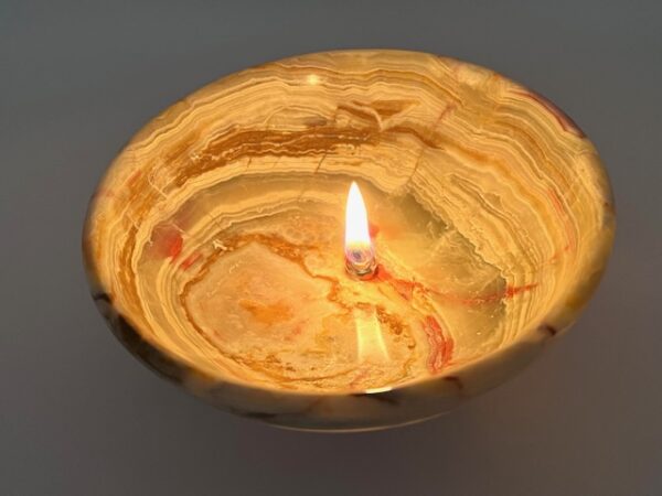 Large Green Onyx Oil Candle Lamp. Includes starter oil pack