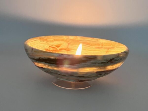 Large Green Onyx Oil Candle Lamp. Includes starter oil pack
