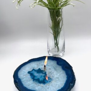 Teal agate rock oil lamps candle, found in the ground candles