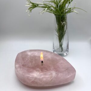 Rose Quartz rock oil lamp candle, found in the ground candles