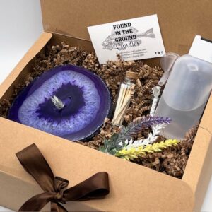 Purple Banded Agate Oil Candle Gift Box.