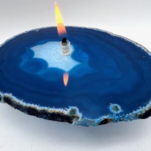 Teal Agate Oil Lamp Candle. Includes Starter Oil Pack