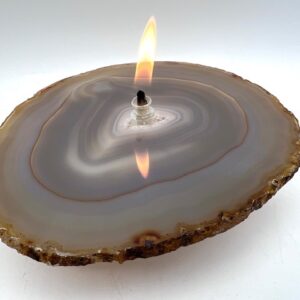 Natural Gray Agate Oil Lamp Candle. Includes Starter Oil Pack.