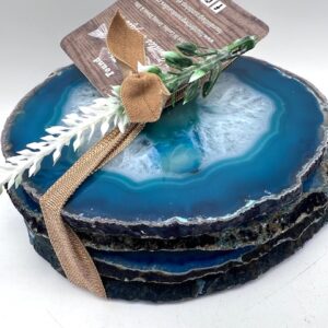 Teal Agate Coasters Set of 4