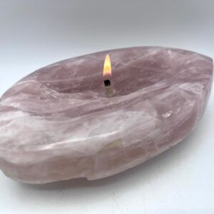 Thick Rose Quartz Oil Candle Lamp. Includes starter oil pack